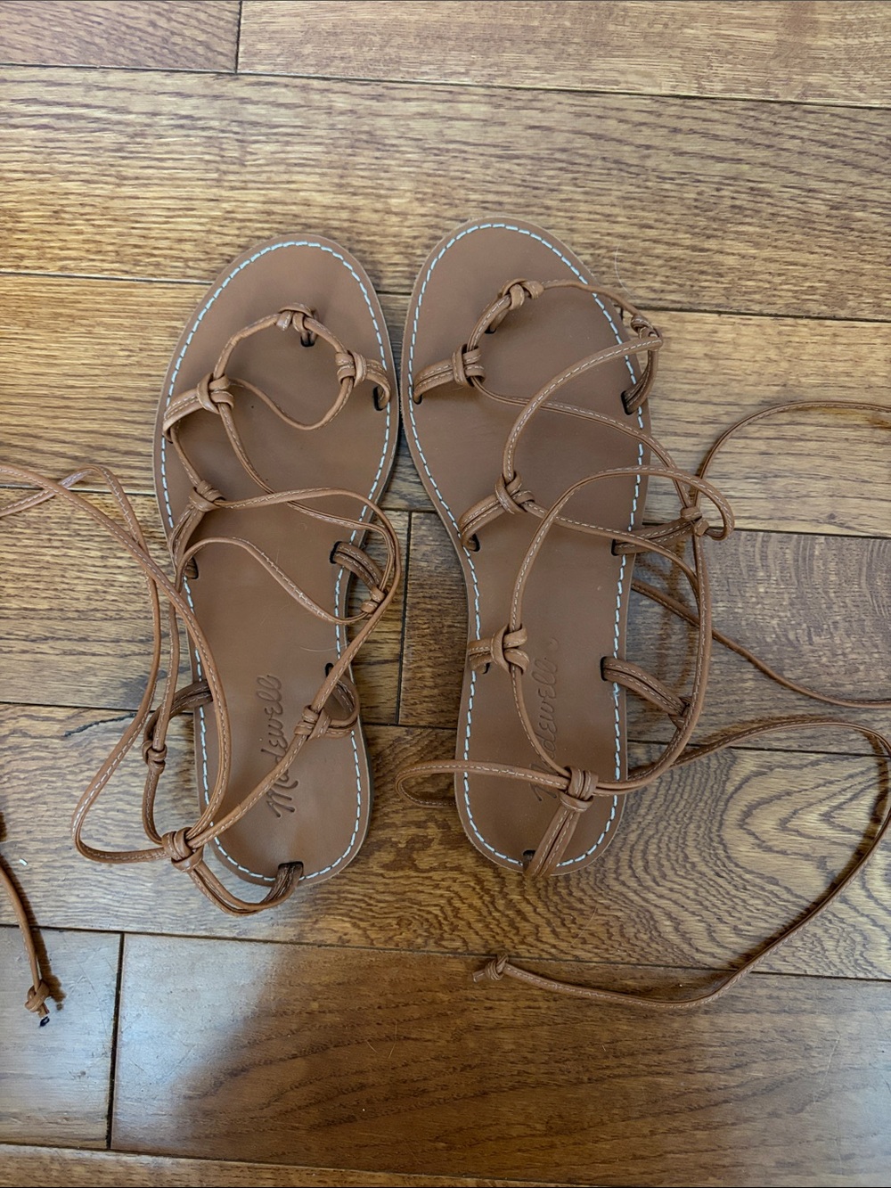Madewell Cognac Lace-Up Gladiator Sandals